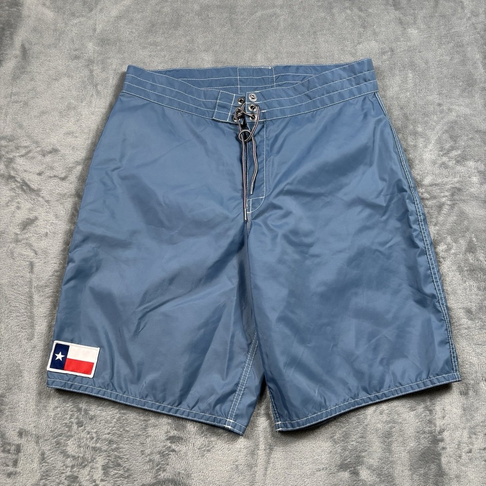 Birdwell Beach Britches Blue Texas Flag Board Shorts Mens Size 34 USA Made